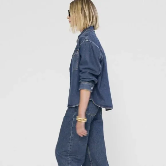 Anine Bing Paxton Denim Blue Shirt Size Small - Picture 5 of 5